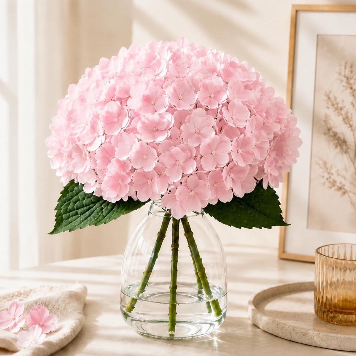 Hydrangea Artificial Flowers in Vase Fake Flowers for Home Decor