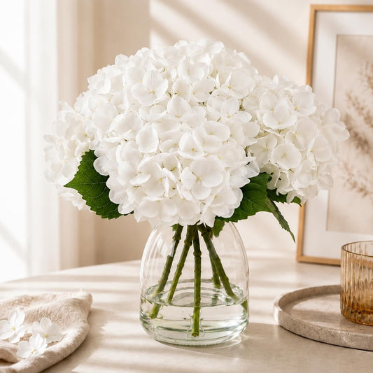 Hydrangea Artificial Flowers in Vase Fake Flowers for Home Decor