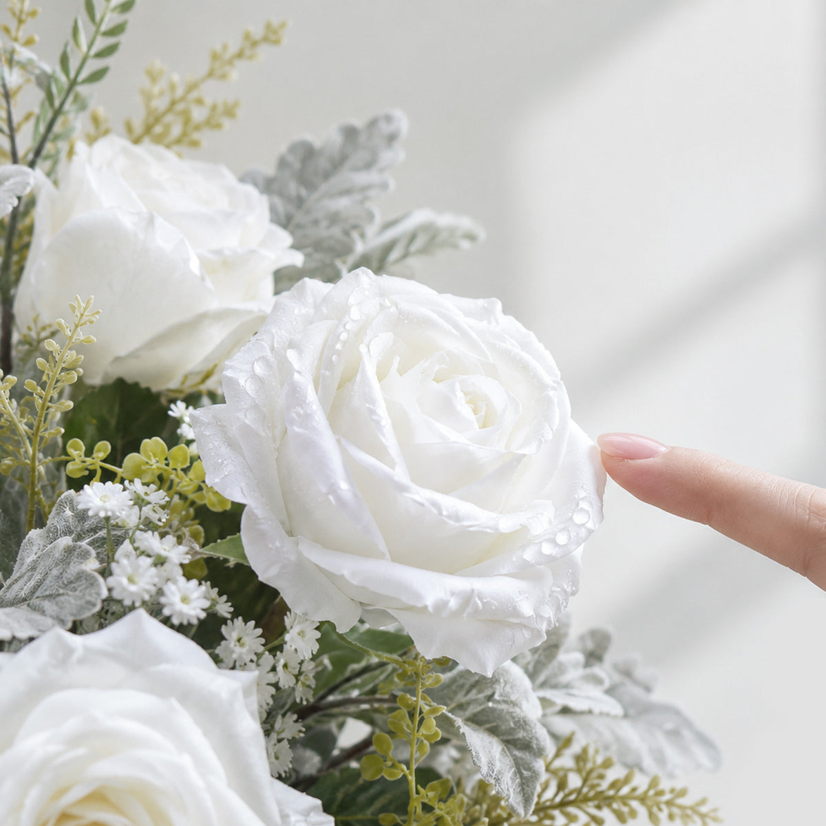Faux Flowers with Vase for Wedding Living Room Office Decor, Dining Table Centerpiece, Gifts for Women