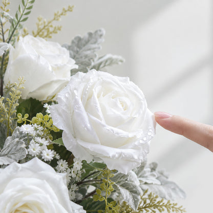 Faux Flowers with Vase for Wedding Living Room Office Decor, Dining Table Centerpiece, Gifts for Women