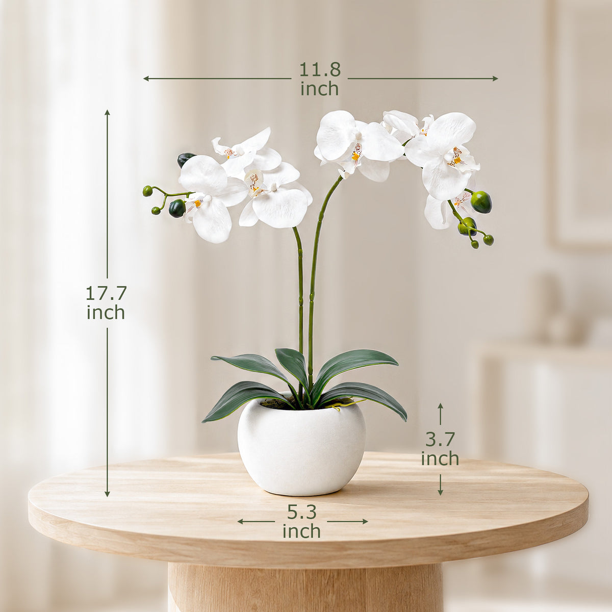 Artificial Flowers Indoor, White Fake Orchid in Pot