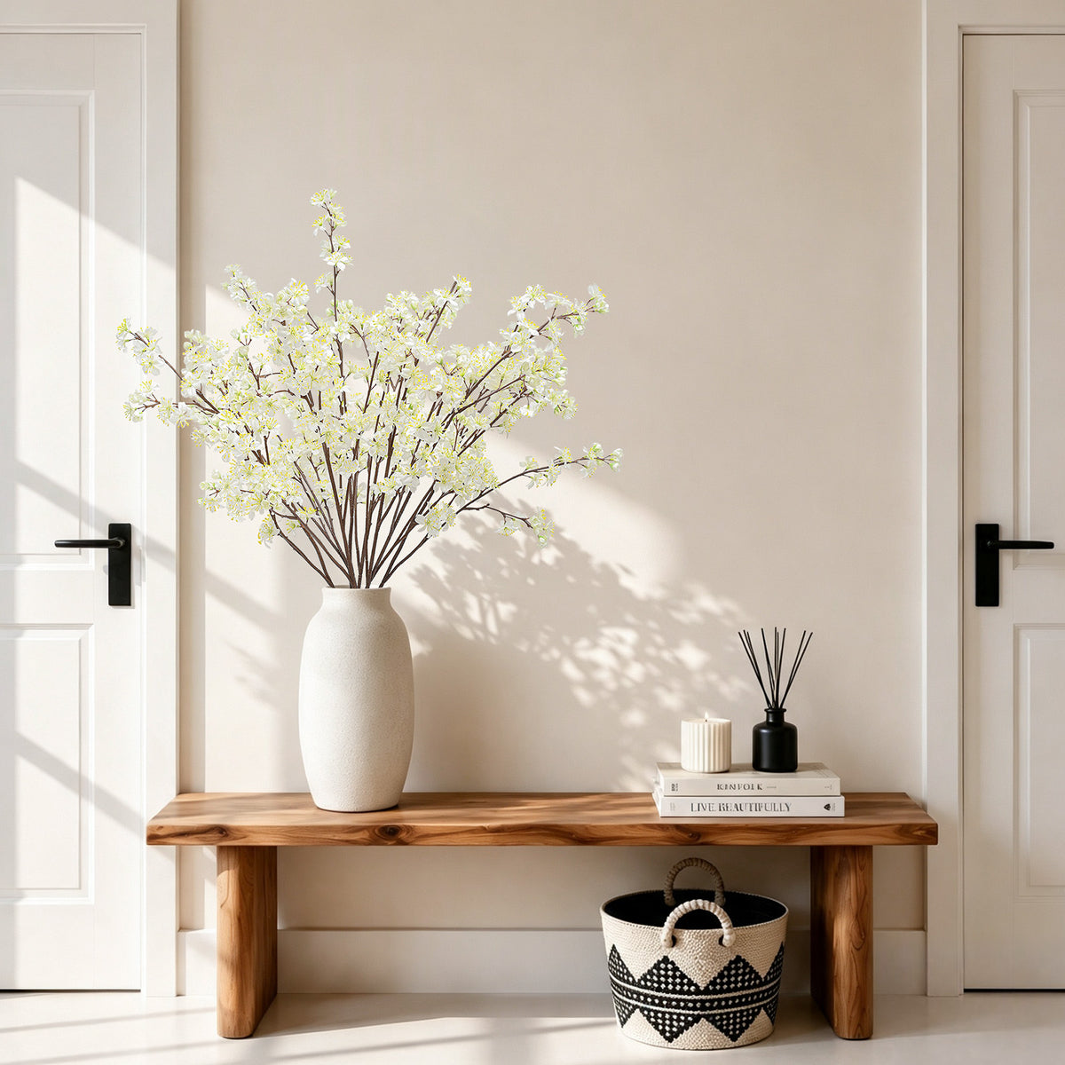 8Pcs 35.4'' Artificial Cherry Blossom Branches for Home Wedding Decor