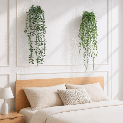 Artificial Hanging Plants, 2 Pack Macrame Plant Hanger with Pots