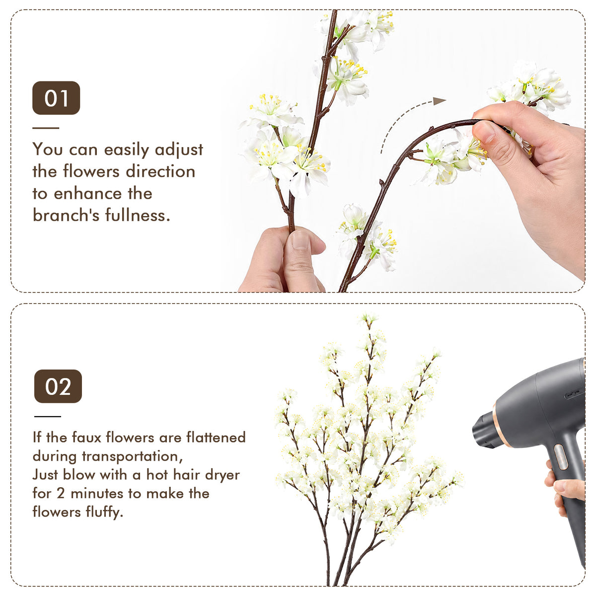 8Pcs 35.4'' Artificial Cherry Blossom Branches for Home Wedding Decor