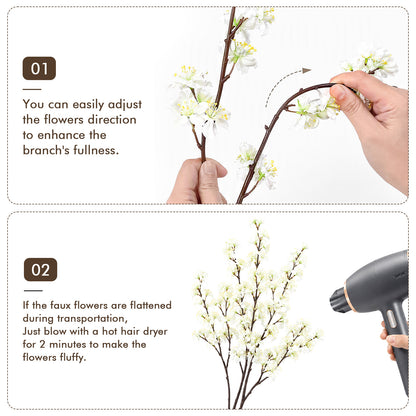 8Pcs 35.4'' Artificial Cherry Blossom Branches for Home Wedding Decor
