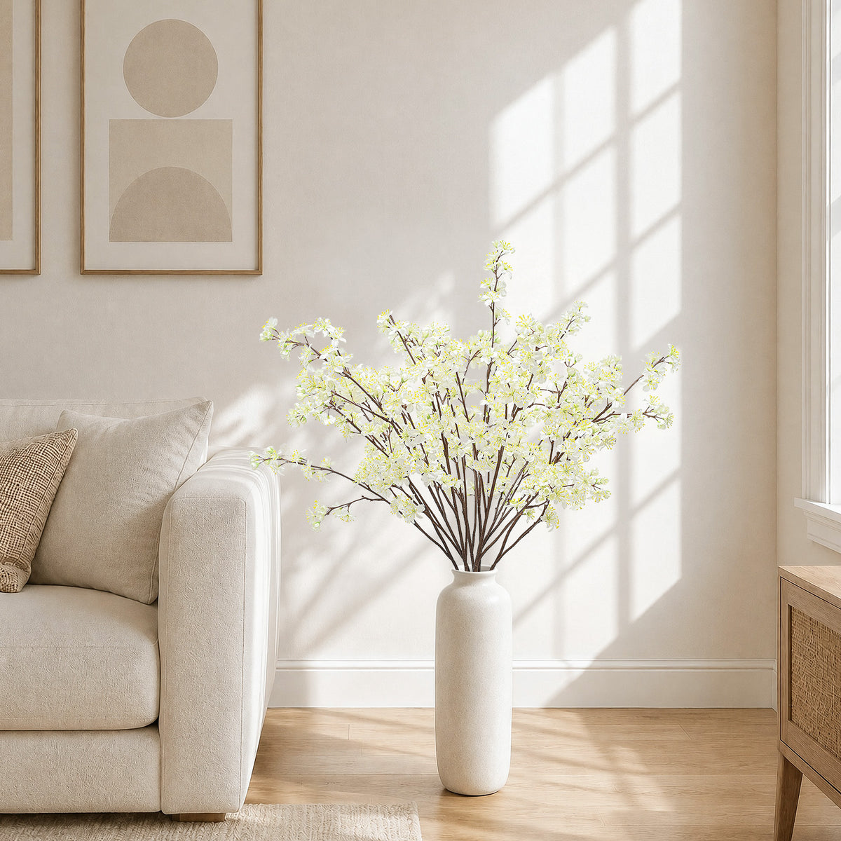 8Pcs 35.4'' Artificial Cherry Blossom Branches for Home Wedding Decor