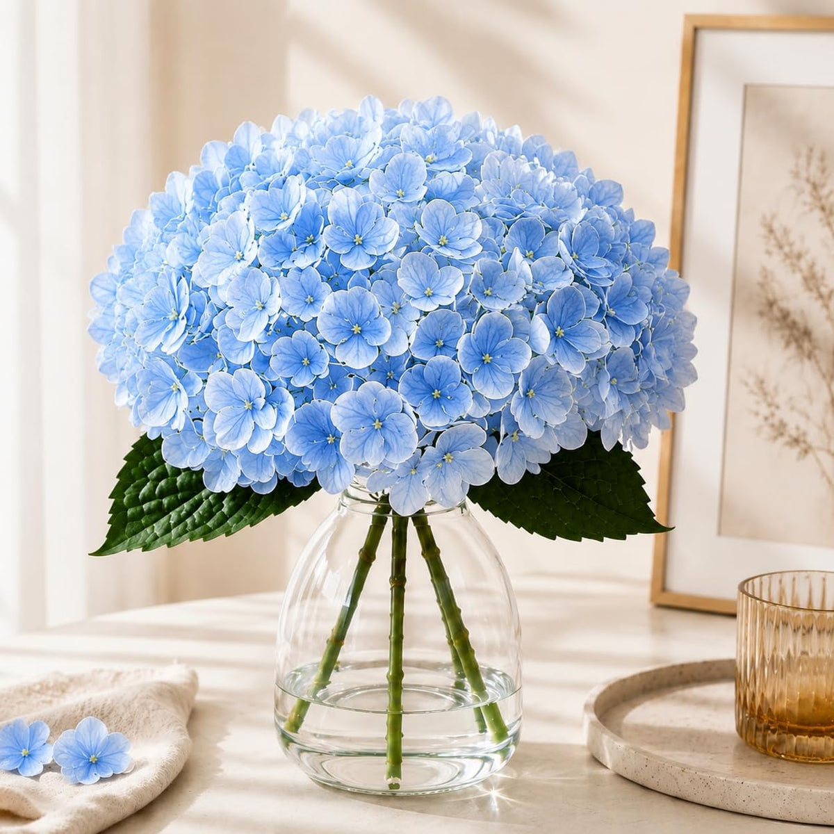 Hydrangea Artificial Flowers in Vase Fake Flowers for Home Decor