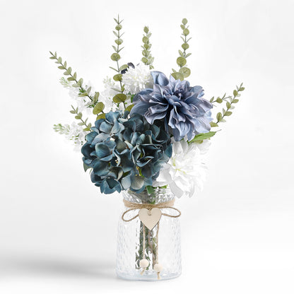 Faux Flowers with Vase for Wedding Living Room Office Decor, Dining Table Centerpiece, Gifts for Women
