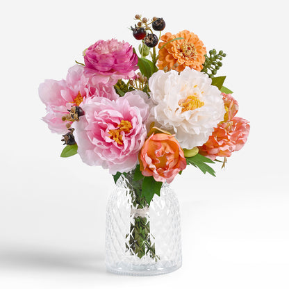 Faux Flowers with Vase for Wedding Living Room Office Decor, Dining Table Centerpiece, Gifts for Women