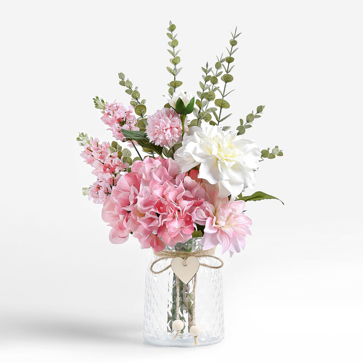 Faux Flowers with Vase for Wedding Living Room Office Decor, Dining Table Centerpiece, Gifts for Women